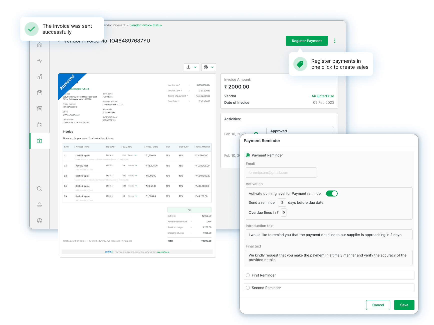 invoicing feature